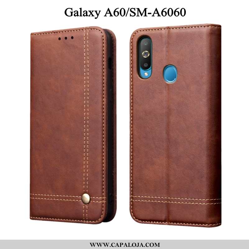 Capas Samsung Galaxy A60 Soft Telemóvel Couro Preto, Capa Samsung Galaxy A60 Protetoras Venda