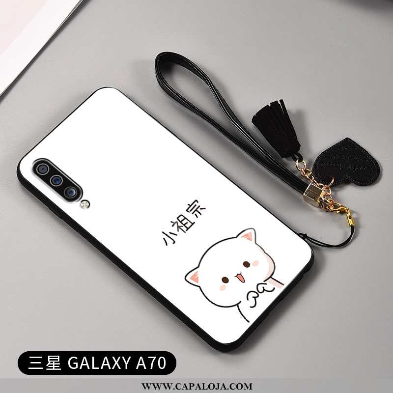 Capas Samsung Galaxy A70 Protetoras Casal Super Cordao Preto, Capa Samsung Galaxy A70 Silicone Promo