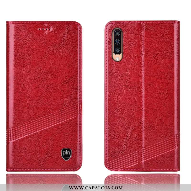 Capas Samsung Galaxy A70s Couro Genuíno Tigrada Telemóvel Castanho, Capa Samsung Galaxy A70s Proteto