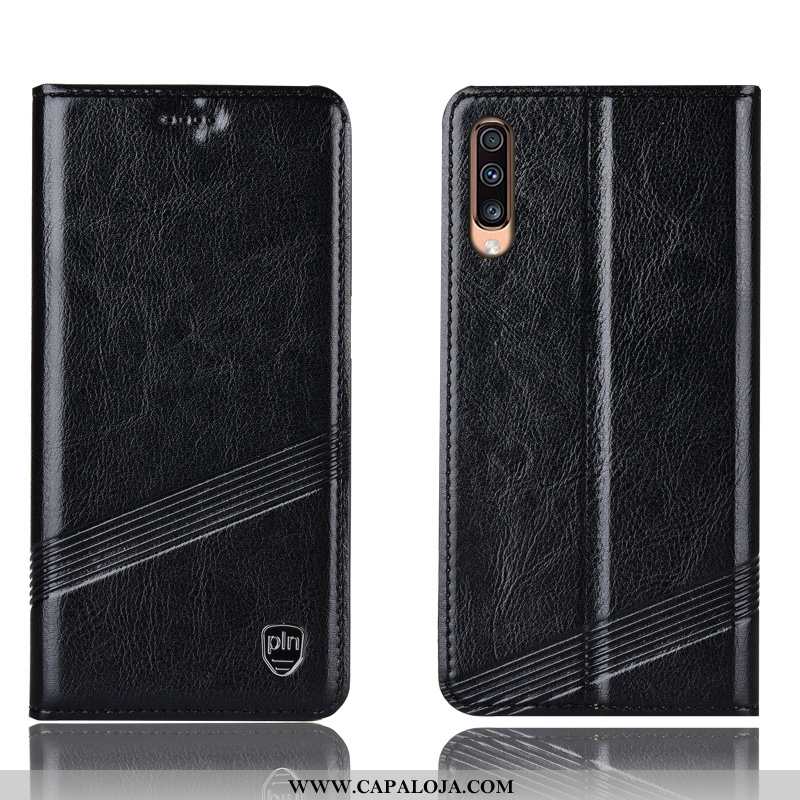 Capas Samsung Galaxy A70s Couro Genuíno Tigrada Telemóvel Castanho, Capa Samsung Galaxy A70s Proteto