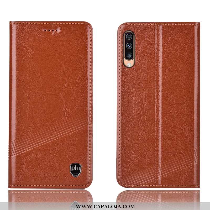 Capas Samsung Galaxy A70s Couro Genuíno Tigrada Telemóvel Castanho, Capa Samsung Galaxy A70s Proteto