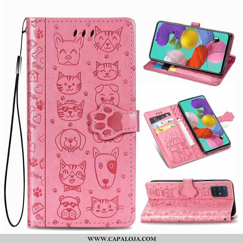 Capas Samsung Galaxy A71 Couro Cover Telemóvel Casal, Capa Samsung Galaxy A71 Rosa Promoção