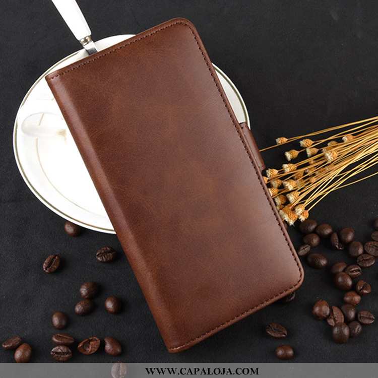 Capas Samsung Galaxy A71 Couro Vaca Negócio Fivela Dupla Castanho, Capa Samsung Galaxy A71 Antiqueda