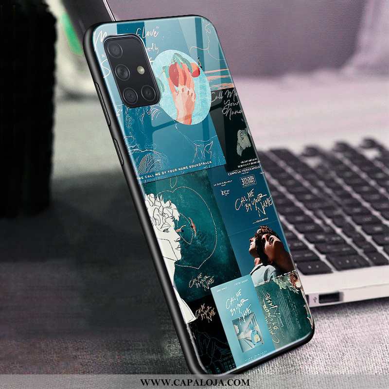 Capas Samsung Galaxy A71 Personalizado Masculino Protetoras Vidro Azul, Capa Samsung Galaxy A71 Tend