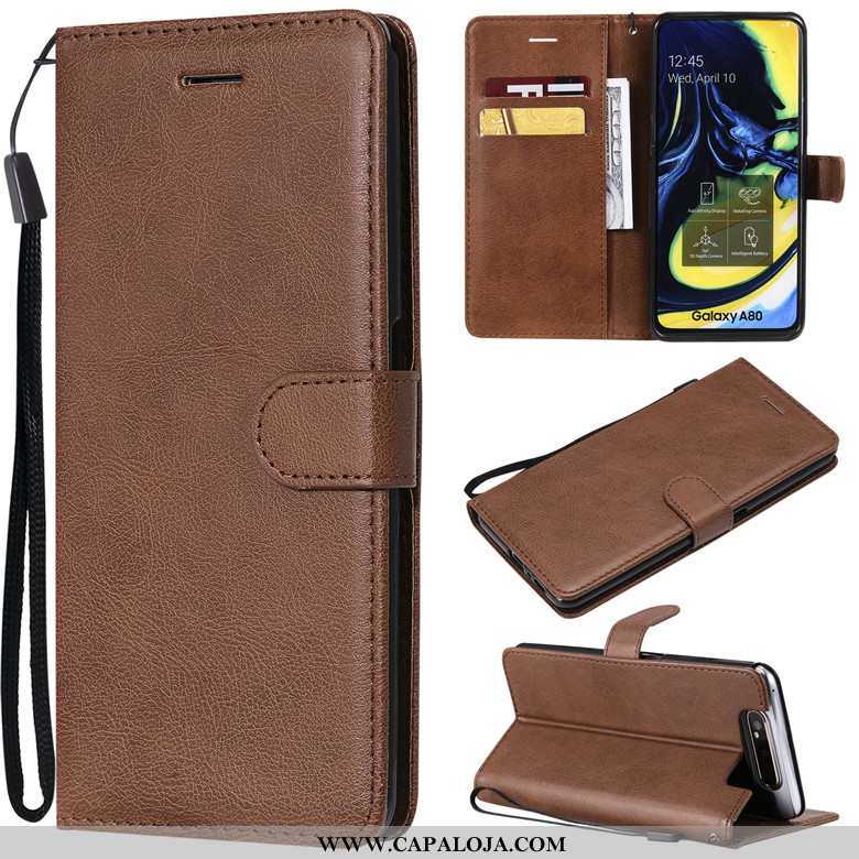 Capas Samsung Galaxy A80 Couro Antiqueda Telemóvel Castanho, Capa Samsung Galaxy A80 Protetoras Bara