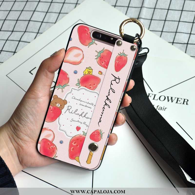 Capas Samsung Galaxy A80 Criativas Dágua Moranguinho Suporte Rosa, Capa Samsung Galaxy A80 Desenho A