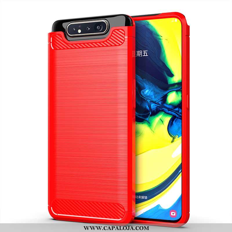 Capas Samsung Galaxy A80 Protetoras Telemóvel Soft Simples Vermelho, Capa Samsung Galaxy A80 Silicon