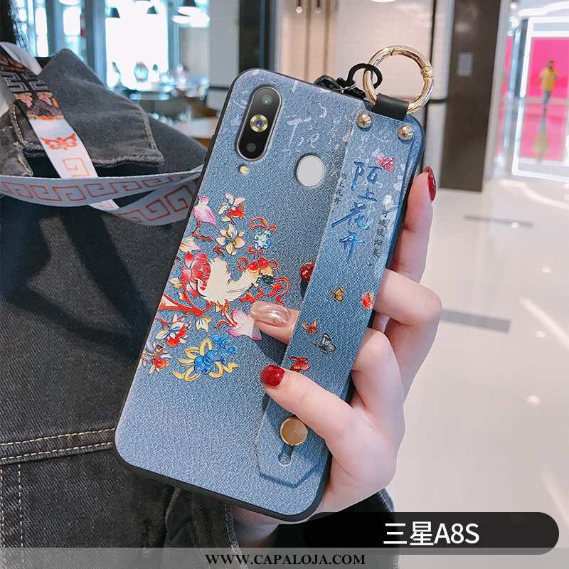 Capas Samsung Galaxy A8s Protetoras Cordao Suporte Azul, Capa Samsung Galaxy A8s Silicone Barato