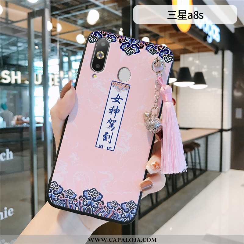 Capas Samsung Galaxy A8s Silicone Franja Vintage Cases Rosa, Capa Samsung Galaxy A8s Criativas Barat