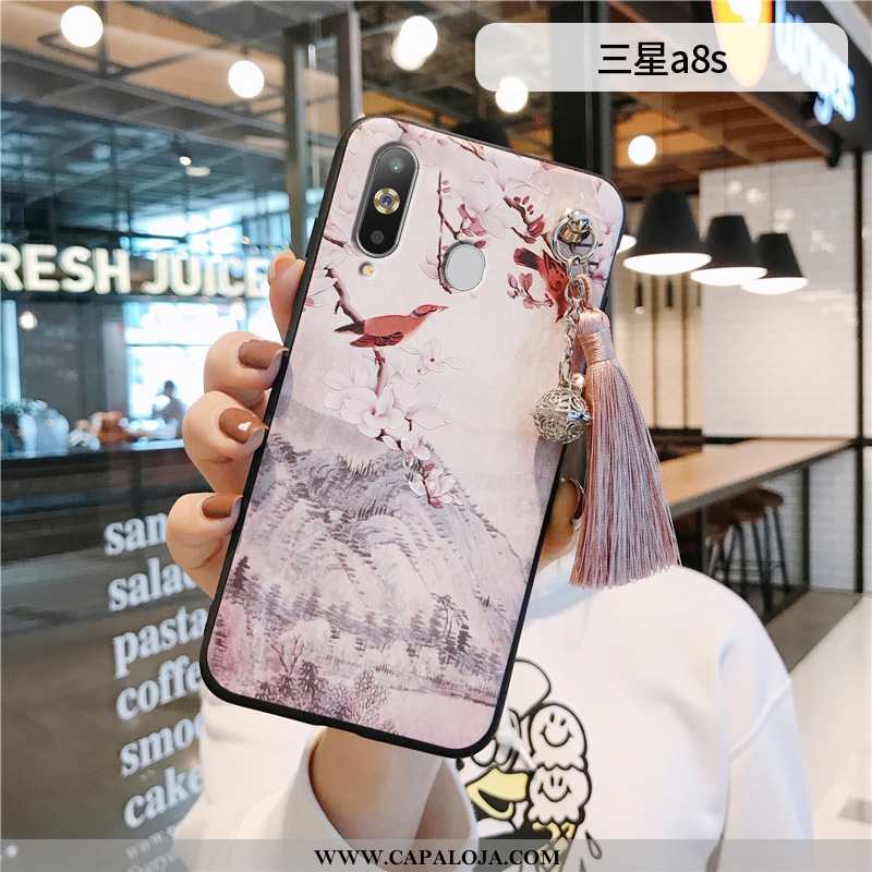 Capas Samsung Galaxy A8s Silicone Franja Vintage Cases Rosa, Capa Samsung Galaxy A8s Criativas Barat