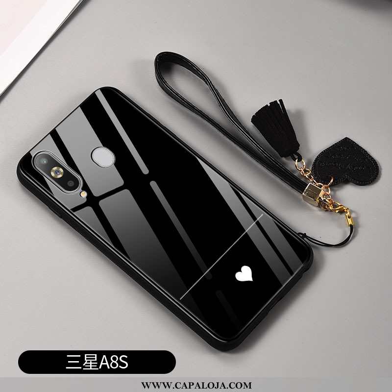 Capas Samsung Galaxy A8s Silicone Protetoras Coração Personalizado Preto, Capa Samsung Galaxy A8s Vi