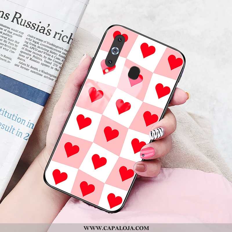 Capas Samsung Galaxy A8s Vidro Vermelha Cases Vermelho, Capa Samsung Galaxy A8s Feminino Barato