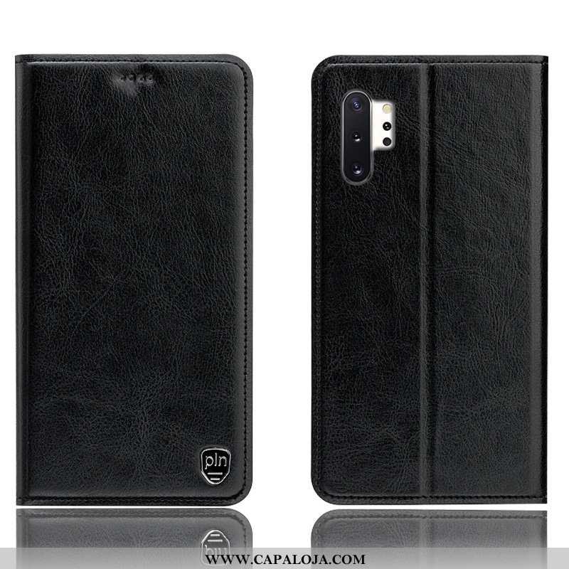 Capas Samsung Galaxy Note 10+ Couro Genuíno Cover Telemóvel Castanho, Capa Samsung Galaxy Note 10+ P