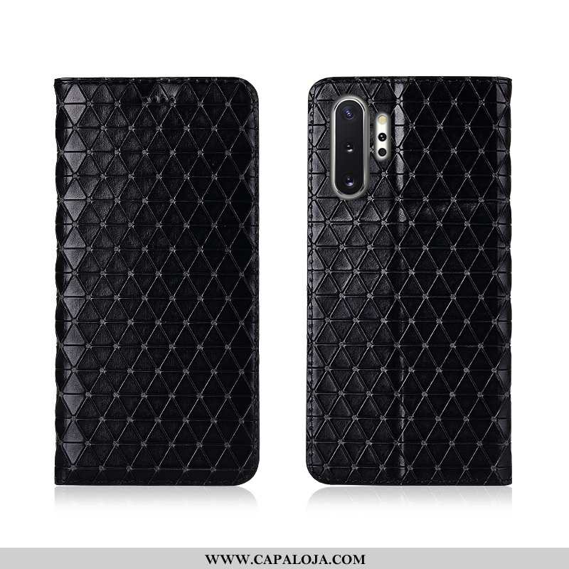 Capas Samsung Galaxy Note 10+ Couro Genuíno Masculino Cases Tampa Preto, Capa Samsung Galaxy Note 10