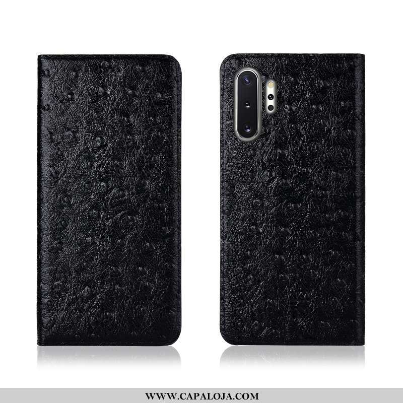 Capas Samsung Galaxy Note 10+ Couro Legitimo Preto Cover Antiqueda, Capa Samsung Galaxy Note 10+ Cou