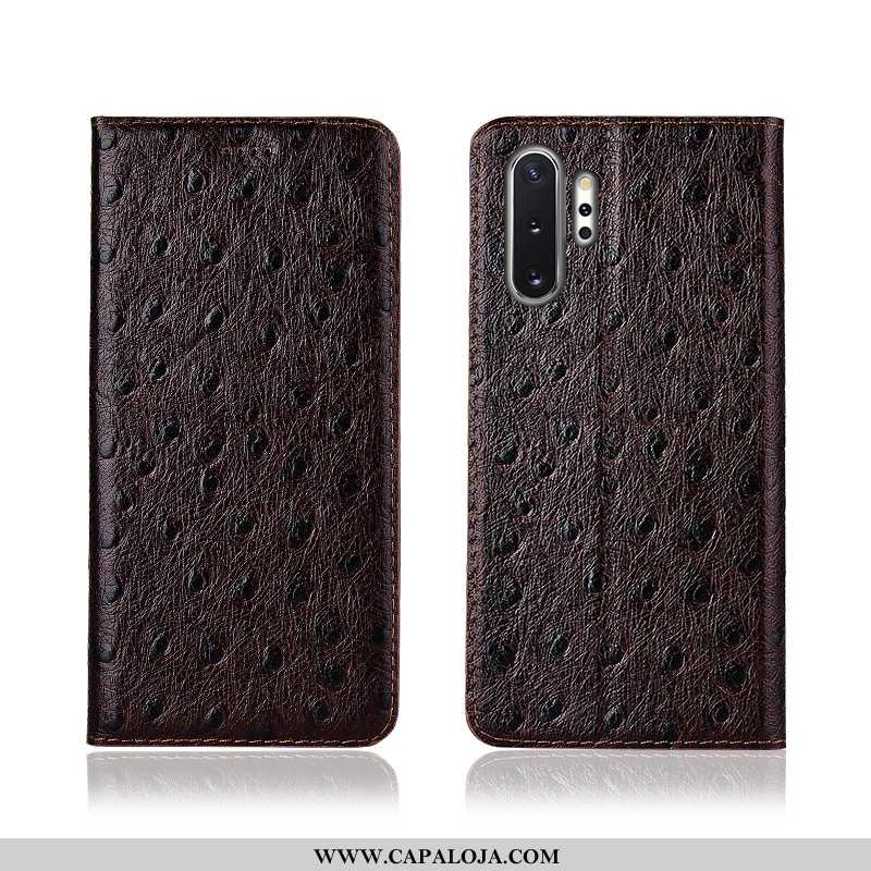 Capas Samsung Galaxy Note 10+ Couro Legitimo Preto Cover Antiqueda, Capa Samsung Galaxy Note 10+ Cou