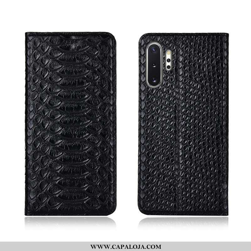 Capas Samsung Galaxy Note 10+ Couro Legitimo Soft Telemóvel Feminino Preto, Capa Samsung Galaxy Note