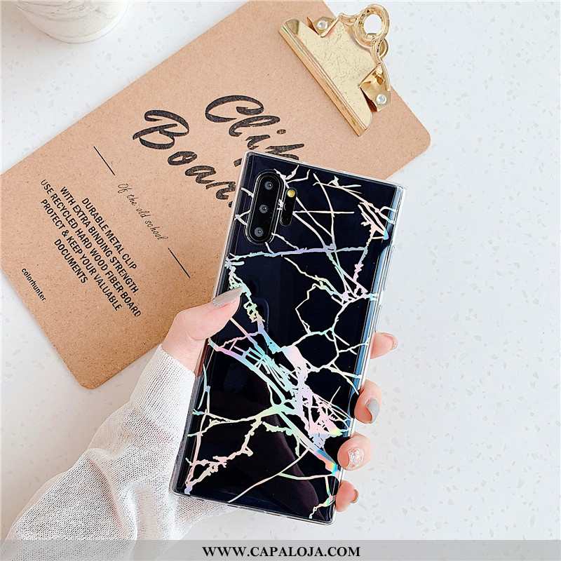 Capas Samsung Galaxy Note 10+ Silicone Feminino Preto Marmore, Capa Samsung Galaxy Note 10+ Personal