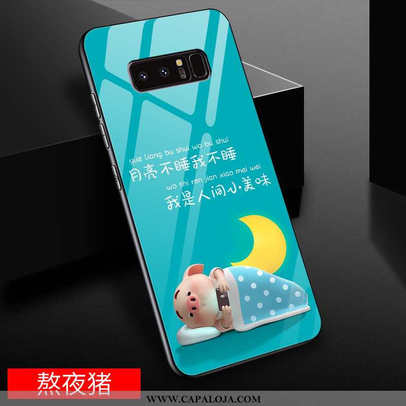 Capas Samsung Galaxy Note 8 Fofas Telemóvel Desenho Animado Azul, Capa Samsung Galaxy Note 8 Vidro B