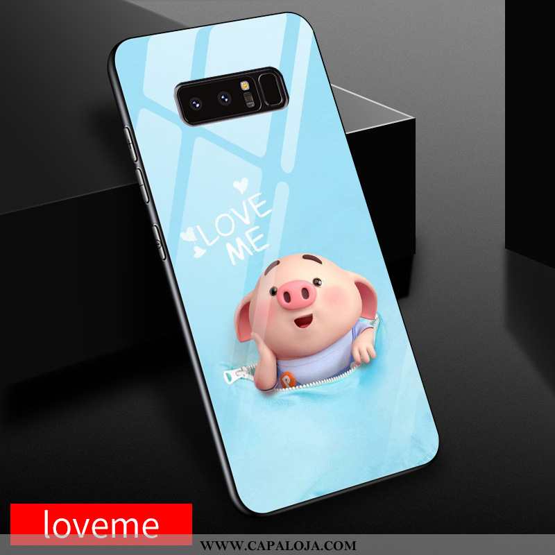 Capas Samsung Galaxy Note 8 Fofas Telemóvel Desenho Animado Azul, Capa Samsung Galaxy Note 8 Vidro B