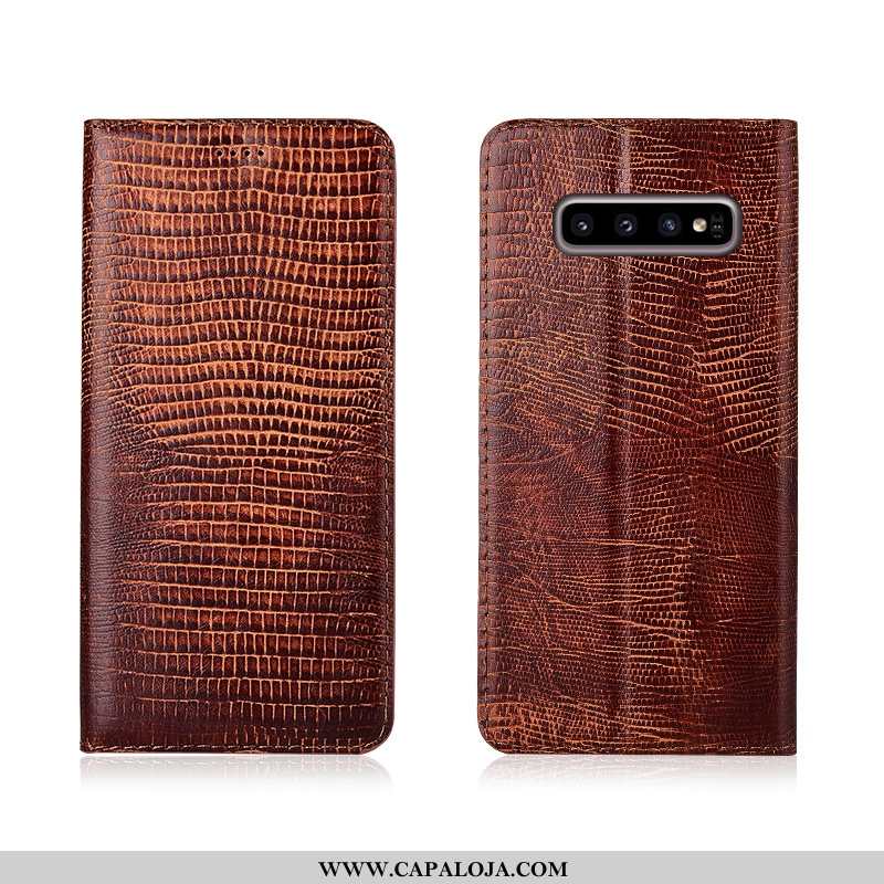 Capas Samsung Galaxy S10 Couro Protetoras Legitimo Telemóvel Cases Castanho, Capa Samsung Galaxy S10