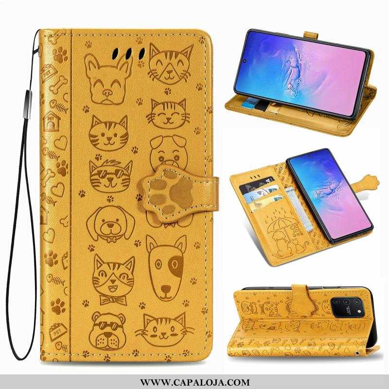 Capas Samsung Galaxy S10 Lite Couro Amarela Estampada Amarelo, Capa Samsung Galaxy S10 Lite Fofas Ba