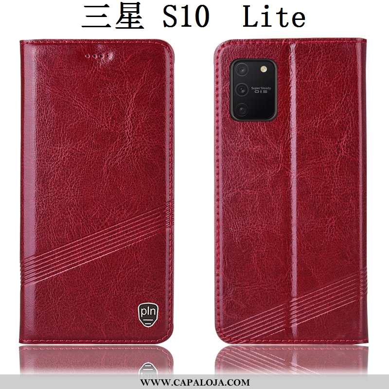 Capas Samsung Galaxy S10 Lite Couro Genuíno Telemóvel Vermelha Cases Vermelho, Capa Samsung Galaxy S