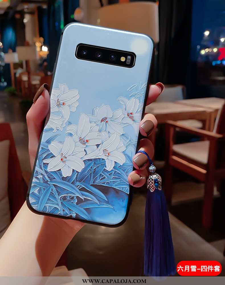 Capas Samsung Galaxy S10+ Silicone Super Antiqueda Azul, Capa Samsung Galaxy S10+ Vintage Baratos