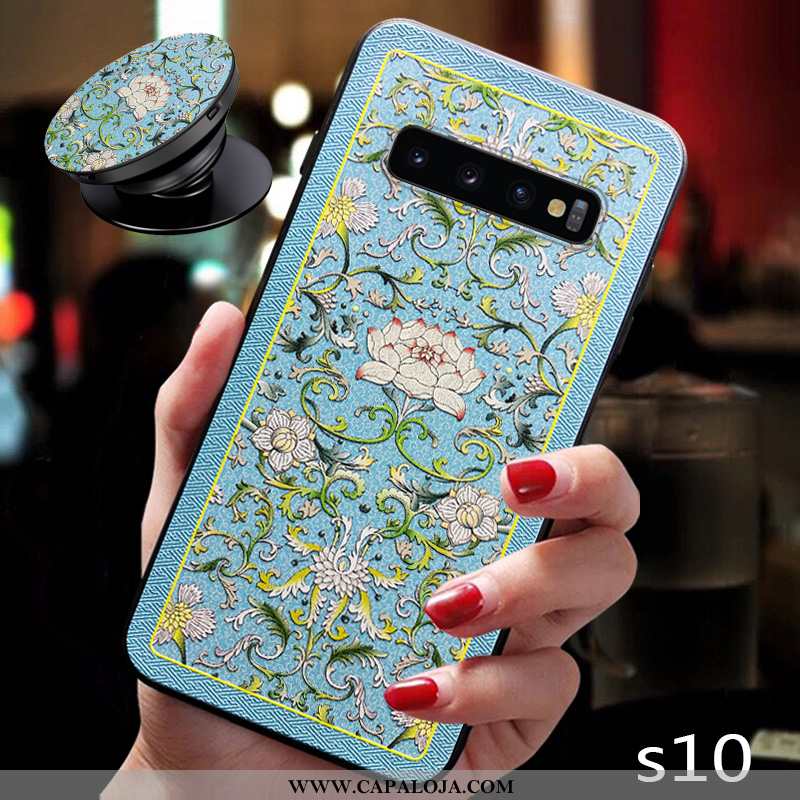 Capas Samsung Galaxy S10 Slim Floral Nova Completa Azul, Capa Samsung Galaxy S10 Tendencia Baratos