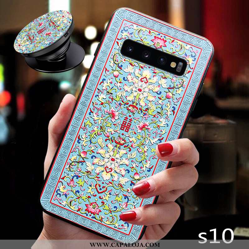 Capas Samsung Galaxy S10 Slim Floral Nova Completa Azul, Capa Samsung Galaxy S10 Tendencia Baratos