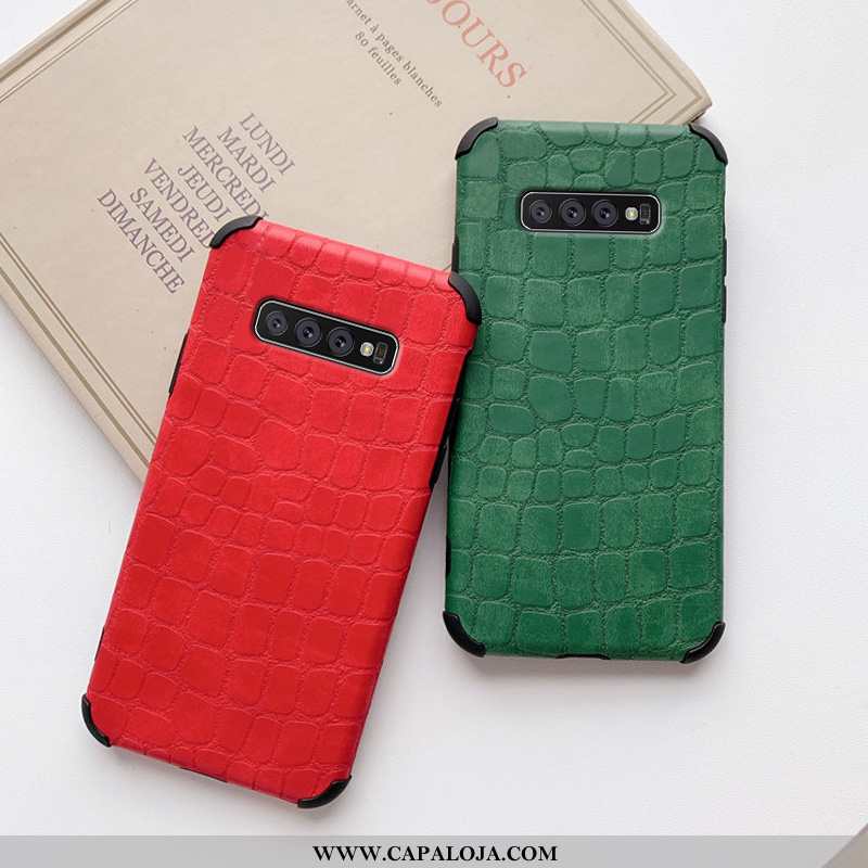 Capas Samsung Galaxy S10+ Super Vermelha Crocs Couro Vermelho, Capa Samsung Galaxy S10+ Protetoras P