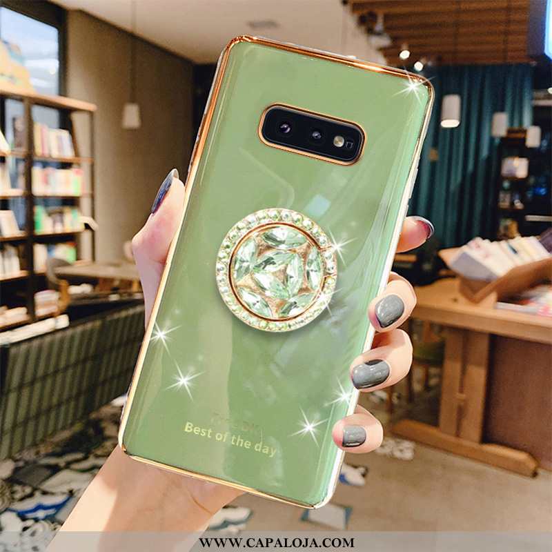 Capas Samsung Galaxy S10e Cristais Cinza Malha Luxo Verde, Capa Samsung Galaxy S10e Moda Online