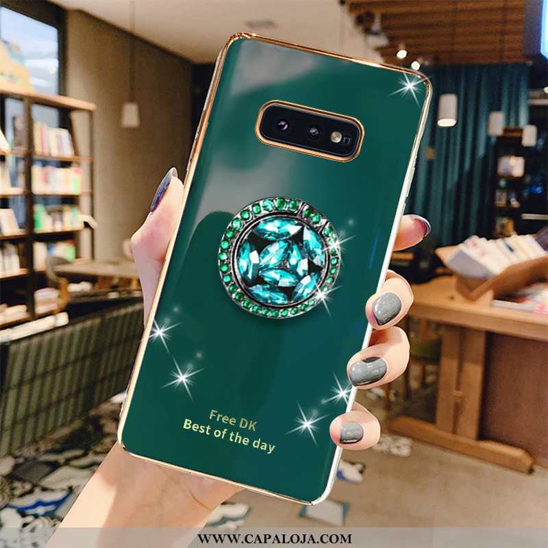 Capas Samsung Galaxy S10e Cristais Cinza Malha Luxo Verde, Capa Samsung Galaxy S10e Moda Online