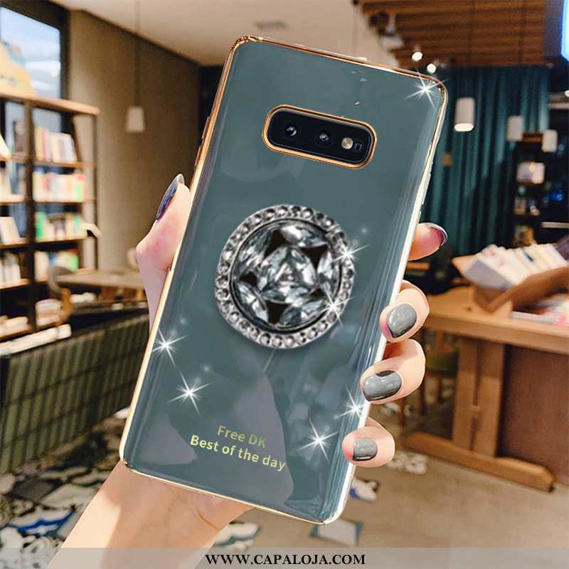 Capas Samsung Galaxy S10e Cristais Cinza Malha Luxo Verde, Capa Samsung Galaxy S10e Moda Online