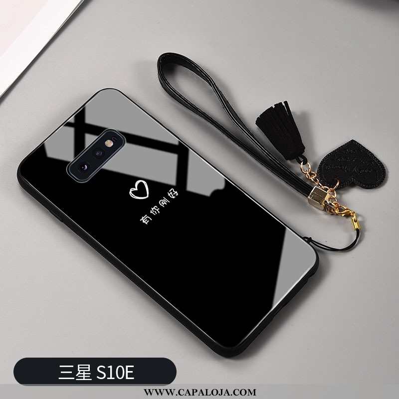 Capas Samsung Galaxy S10e Silicone Personalizado Telemóvel Claro Preto, Capa Samsung Galaxy S10e Vid