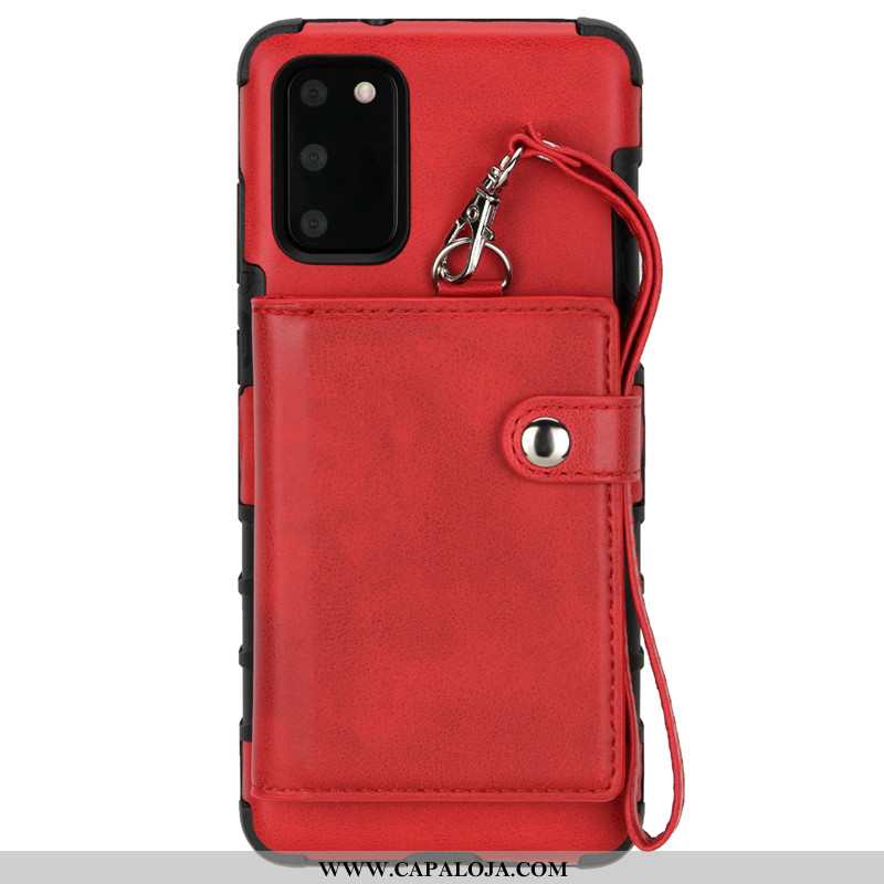 Capas Samsung Galaxy S20 Cordao Couro Cases Telemóvel Vermelho, Capa Samsung Galaxy S20 Criativas Ve