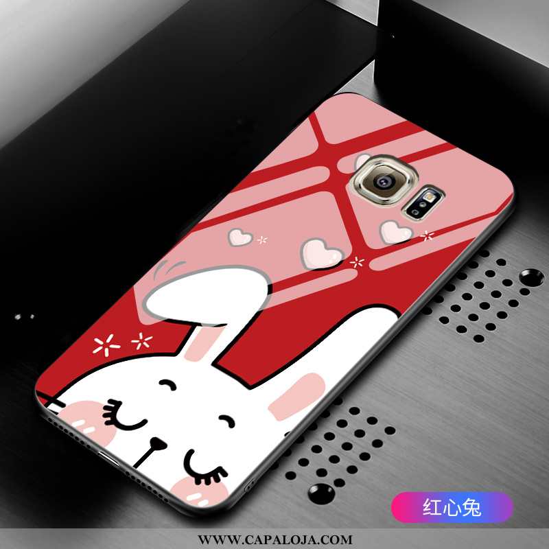 Capas Samsung Galaxy S6 Edge Desenho Animado Preto Frente Vidro, Capa Samsung Galaxy S6 Edge Proteto