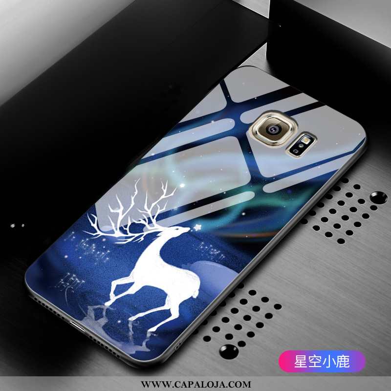 Capas Samsung Galaxy S6 Edge Desenho Animado Preto Frente Vidro, Capa Samsung Galaxy S6 Edge Proteto