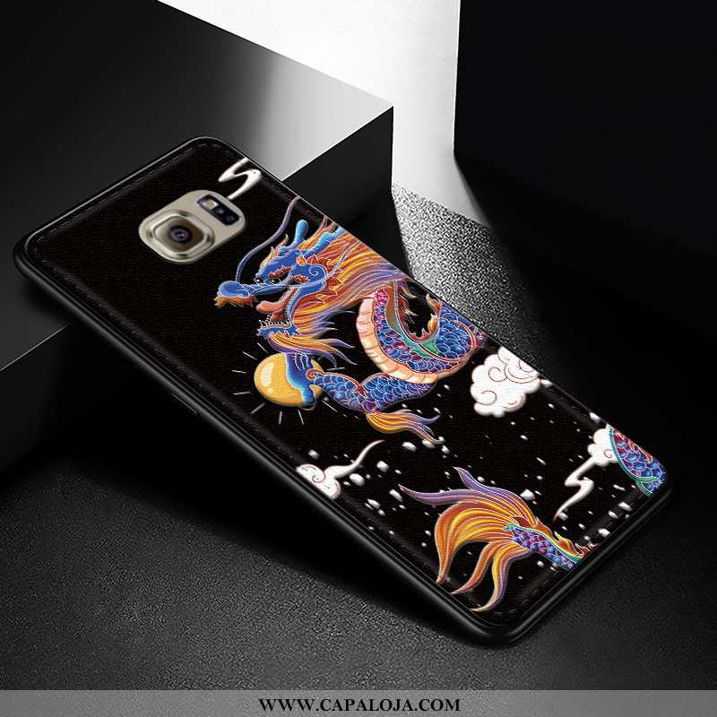 Capas Samsung Galaxy S6 Edge Tendencia Preto Couro Antiqueda, Capa Samsung Galaxy S6 Edge Protetoras