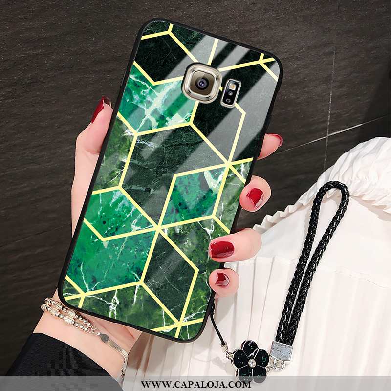 Capas Samsung Galaxy S6 Estiloso Cases Marmore Vidro Verde, Capa Samsung Galaxy S6 Slim Promoção