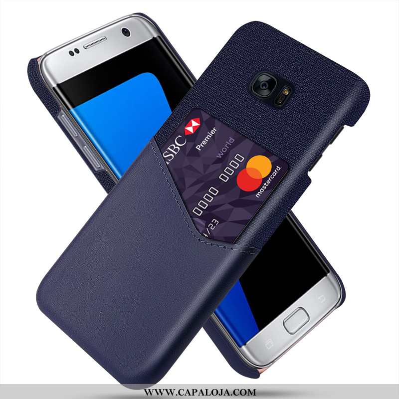 Capas Samsung Galaxy S7 Couro Cases Telemóvel Azul Escuro, Capa Samsung Galaxy S7 Protetoras Promoçã