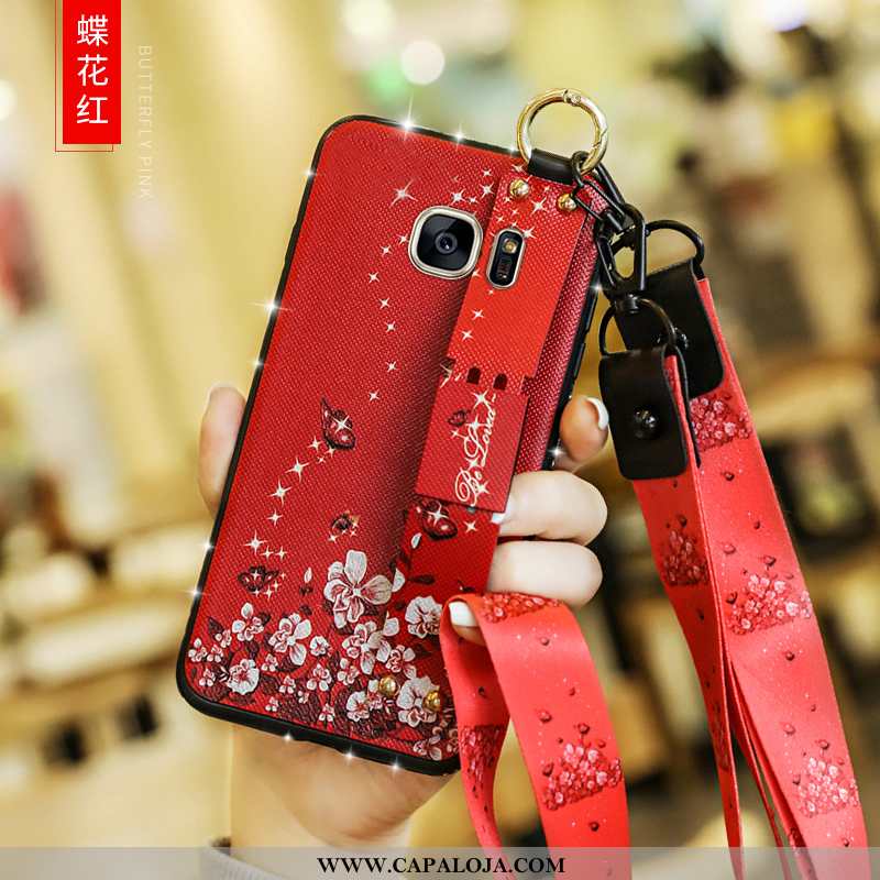 Capas Samsung Galaxy S7 Edge Silicone Antiqueda Vermelha Criativas Vermelho, Capa Samsung Galaxy S7 