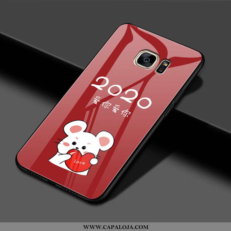 Capas Samsung Galaxy S7 Edge Vidro Cases Desenho Animado Criativas Vermelho, Capa Samsung Galaxy S7 