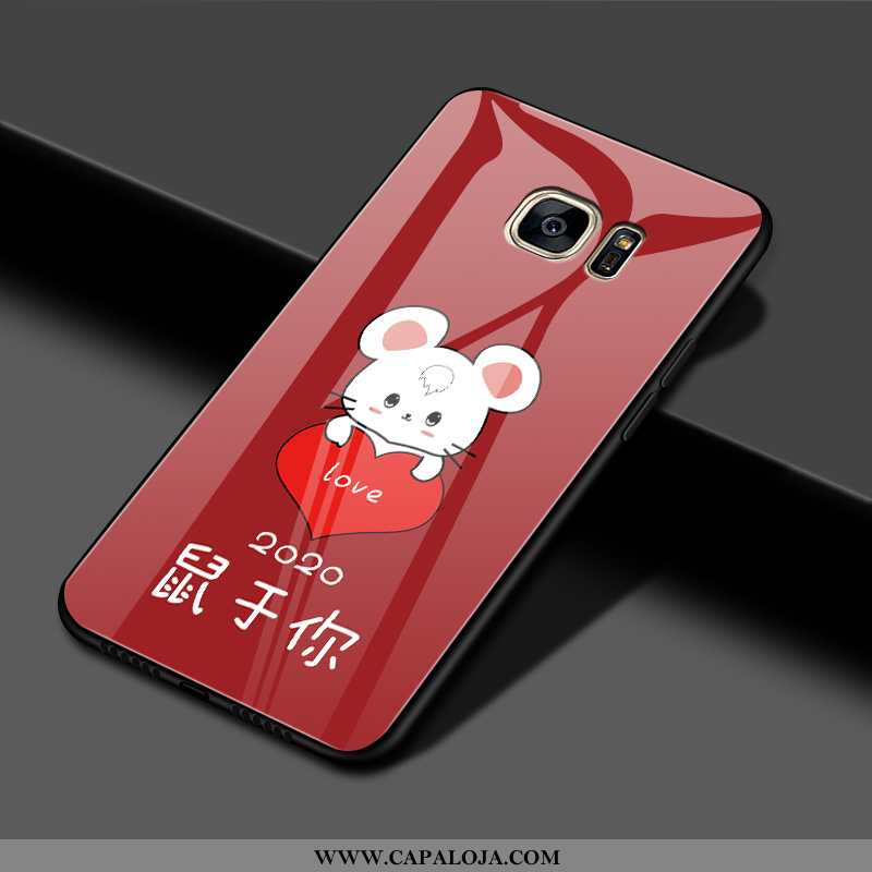 Capas Samsung Galaxy S7 Edge Vidro Cases Desenho Animado Criativas Vermelho, Capa Samsung Galaxy S7 