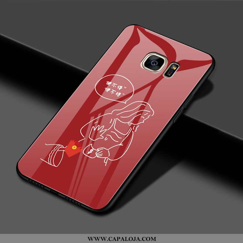 Capas Samsung Galaxy S7 Edge Vidro Cases Desenho Animado Criativas Vermelho, Capa Samsung Galaxy S7 