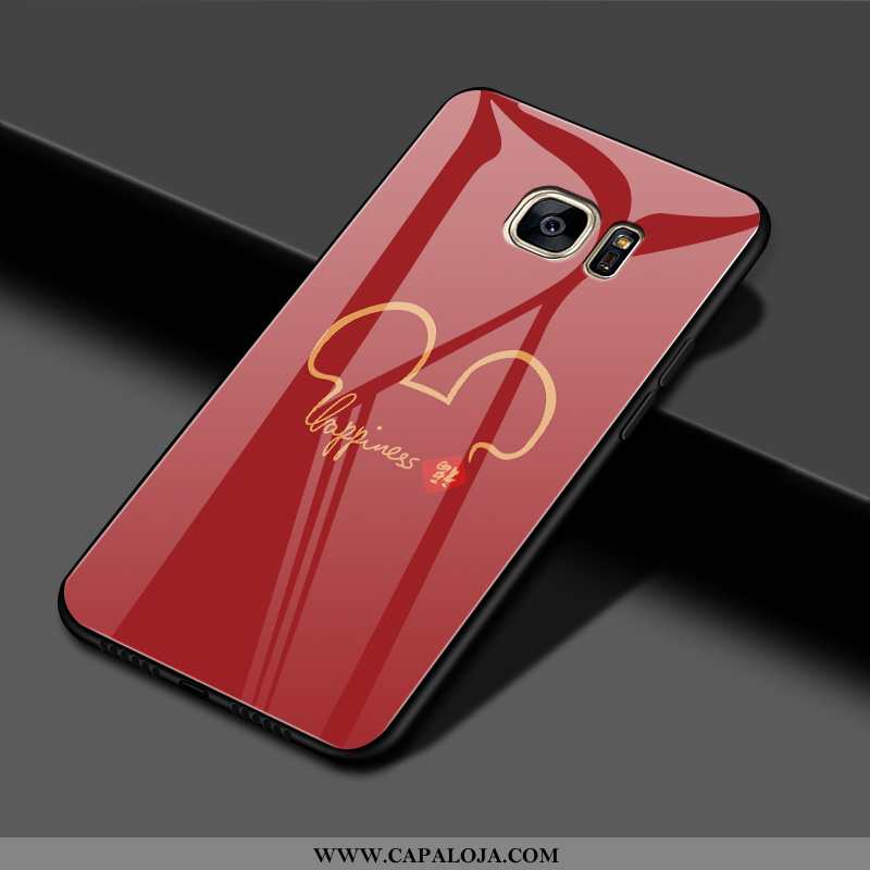 Capas Samsung Galaxy S7 Edge Vidro Cases Desenho Animado Criativas Vermelho, Capa Samsung Galaxy S7 