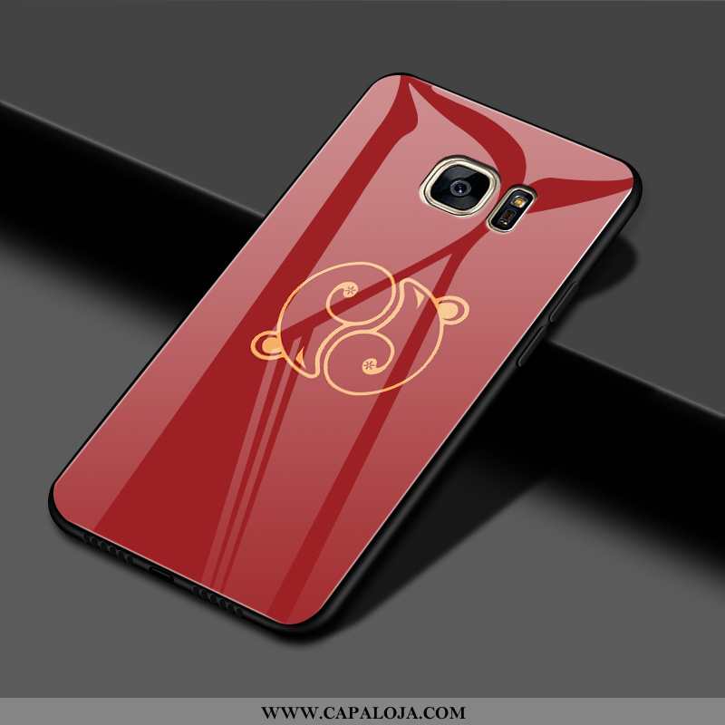 Capas Samsung Galaxy S7 Edge Vidro Cases Desenho Animado Criativas Vermelho, Capa Samsung Galaxy S7 