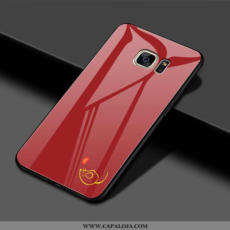 Capas Samsung Galaxy S7 Edge Vidro Cases Desenho Animado Criativas Vermelho, Capa Samsung Galaxy S7 