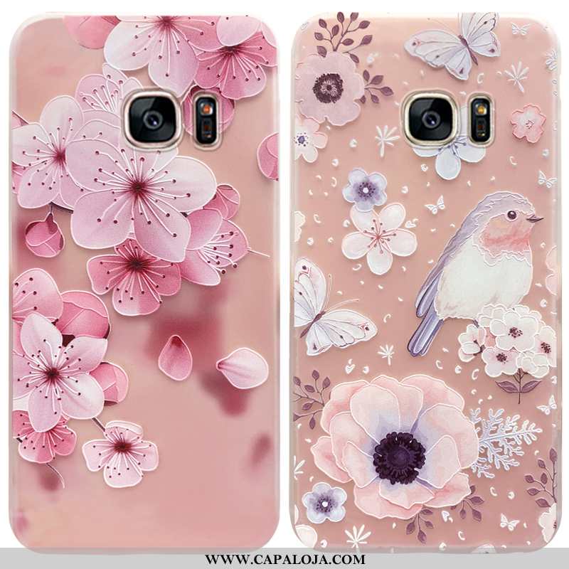 Capas Samsung Galaxy S7 Fosco Malha Cases Rosa, Capa Samsung Galaxy S7 Cordao Baratos