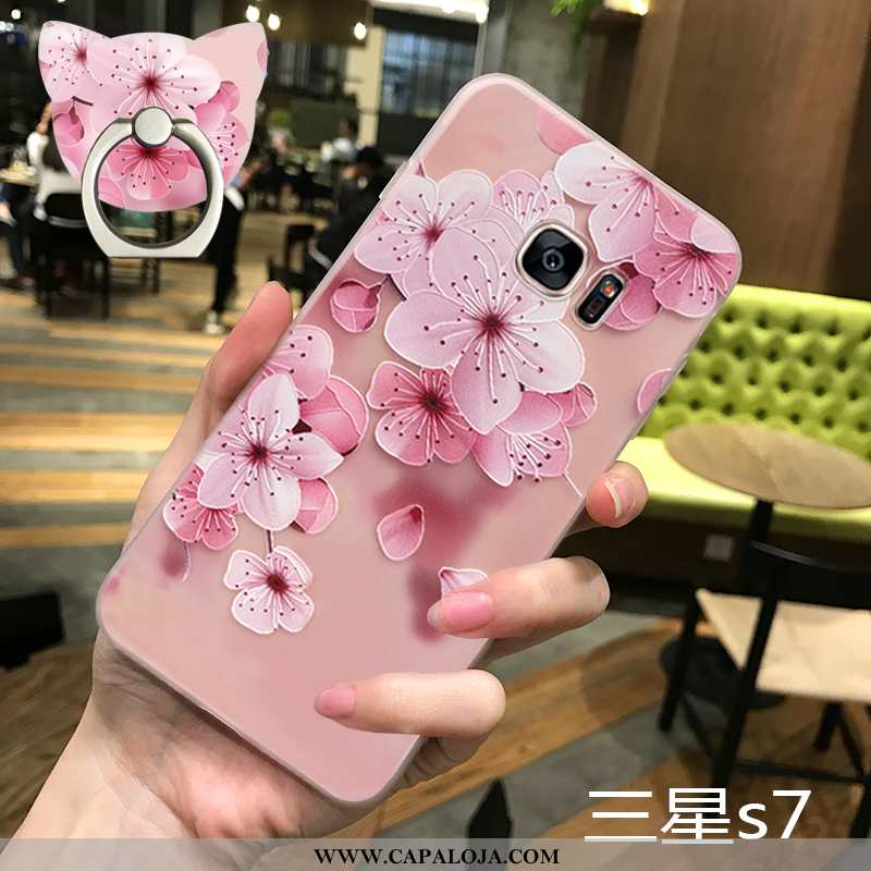 Capas Samsung Galaxy S7 Fosco Malha Cases Rosa, Capa Samsung Galaxy S7 Cordao Baratos